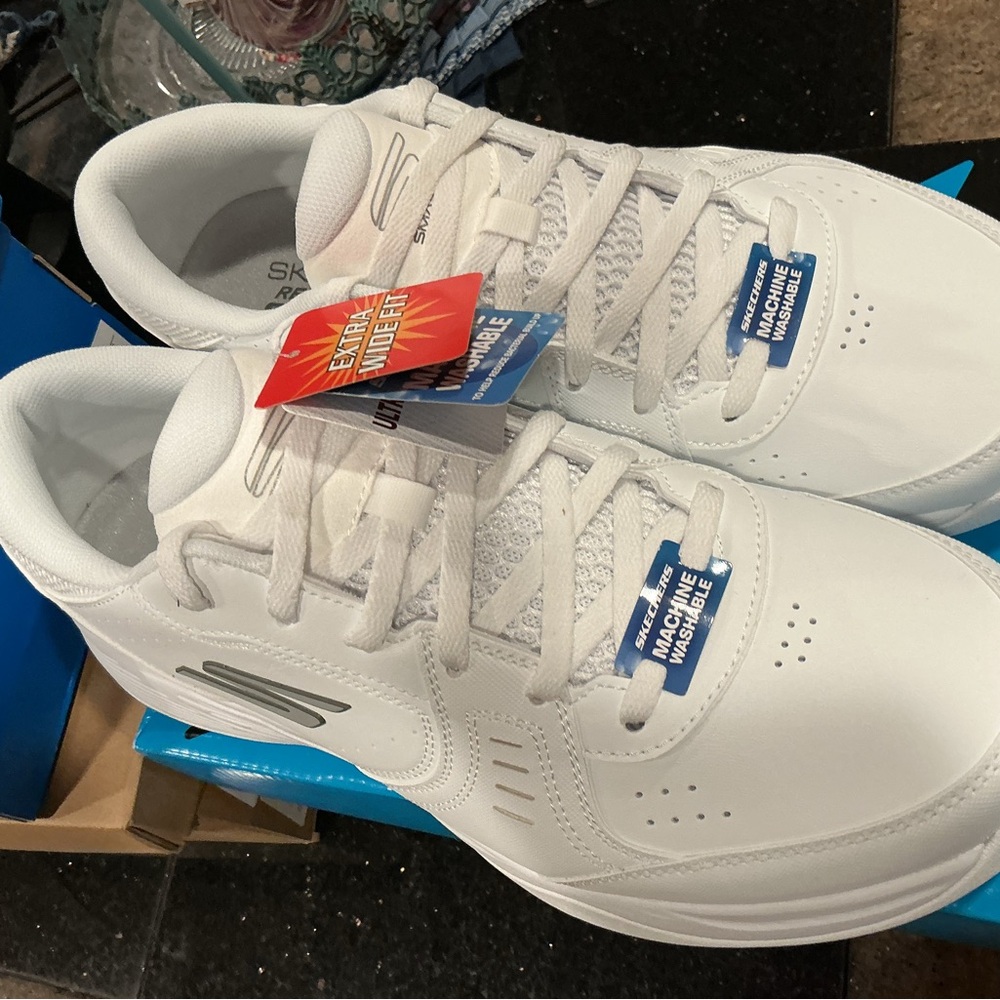 Skechers Extra Wide Fit White Sneakers